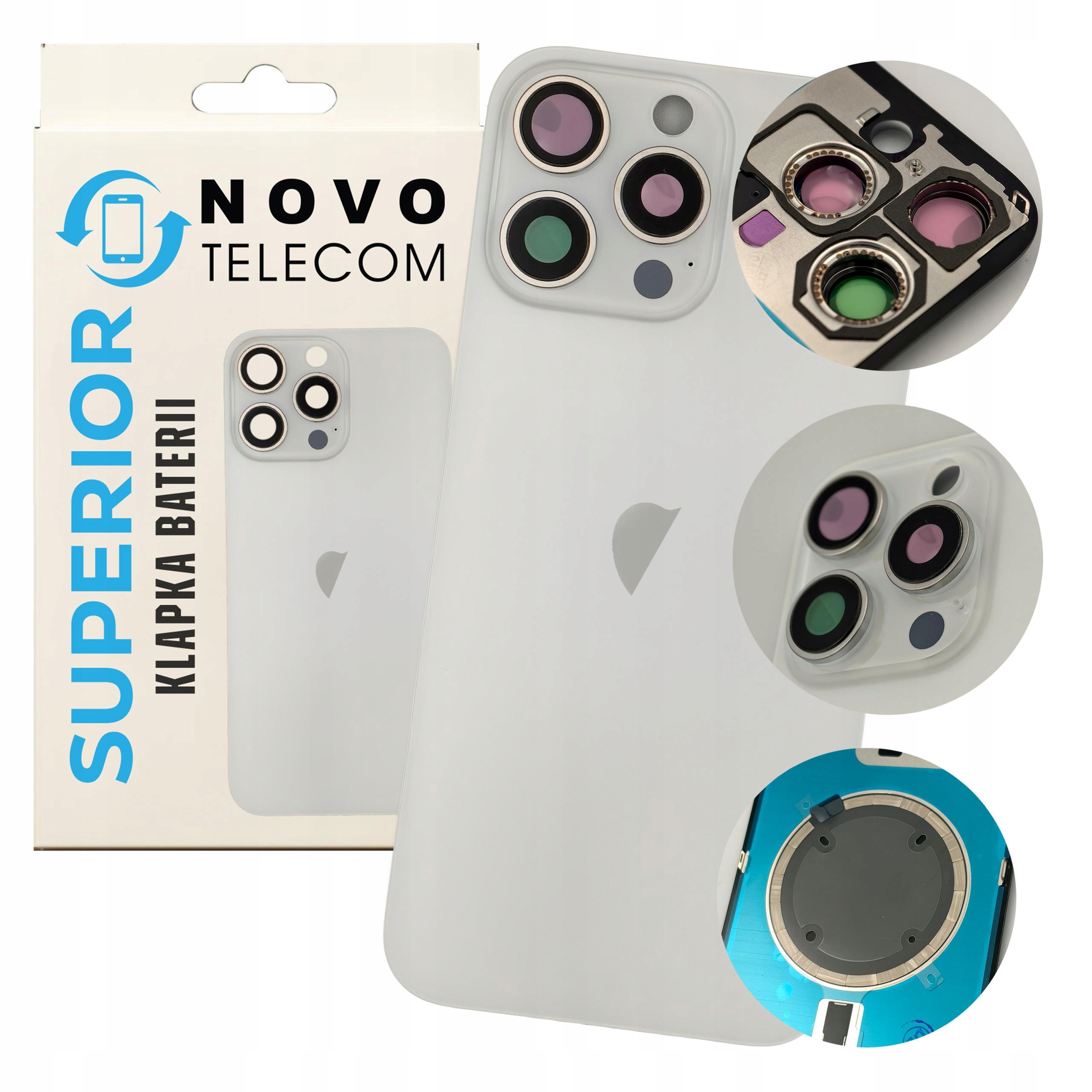 Klapka Baterii Biała do iPhone 16 Pro Max Plecki Szkło Panel Tył