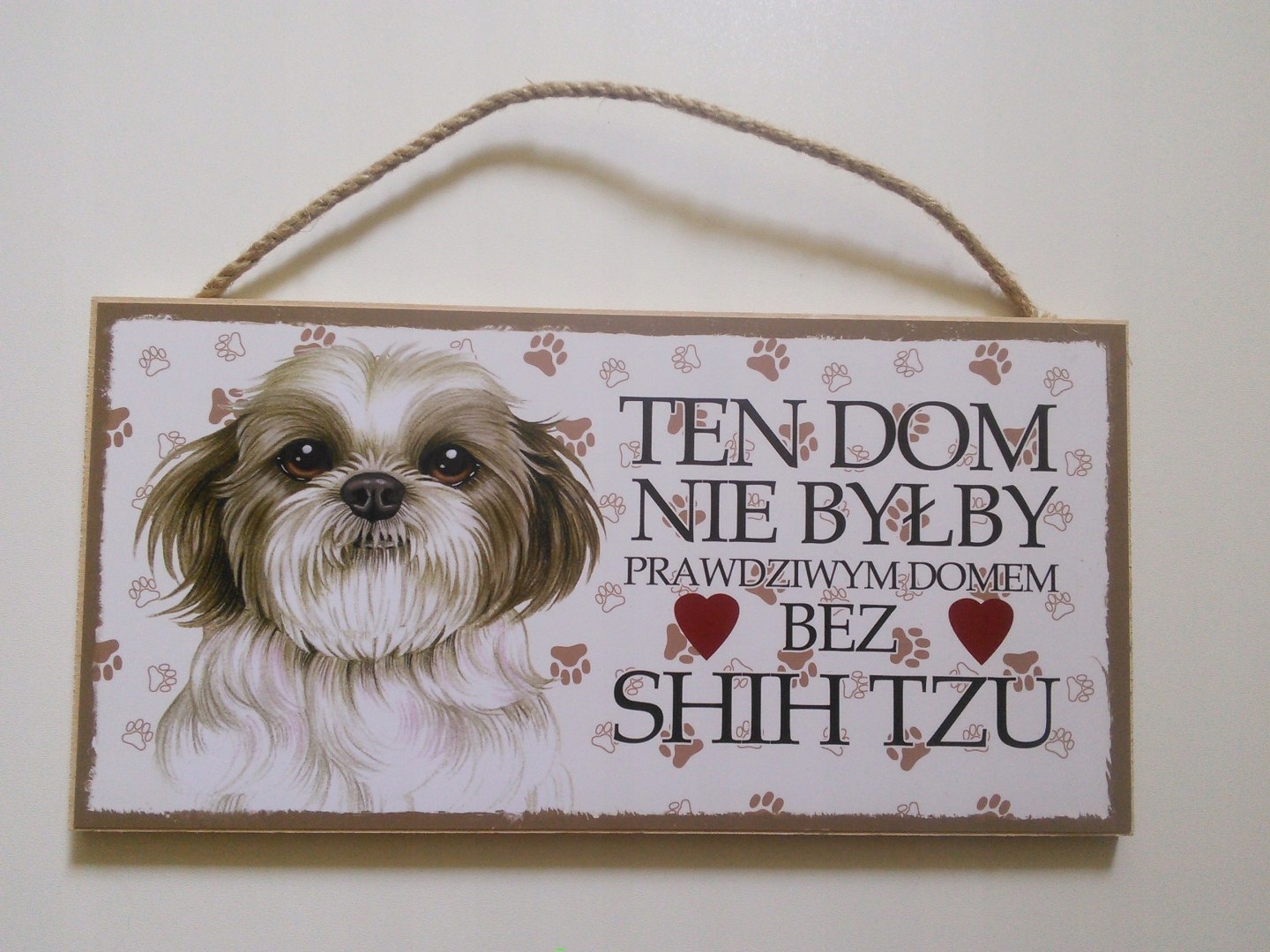 

Tabliczka dekoracyjna z motywem i napisem/Shih Tzu