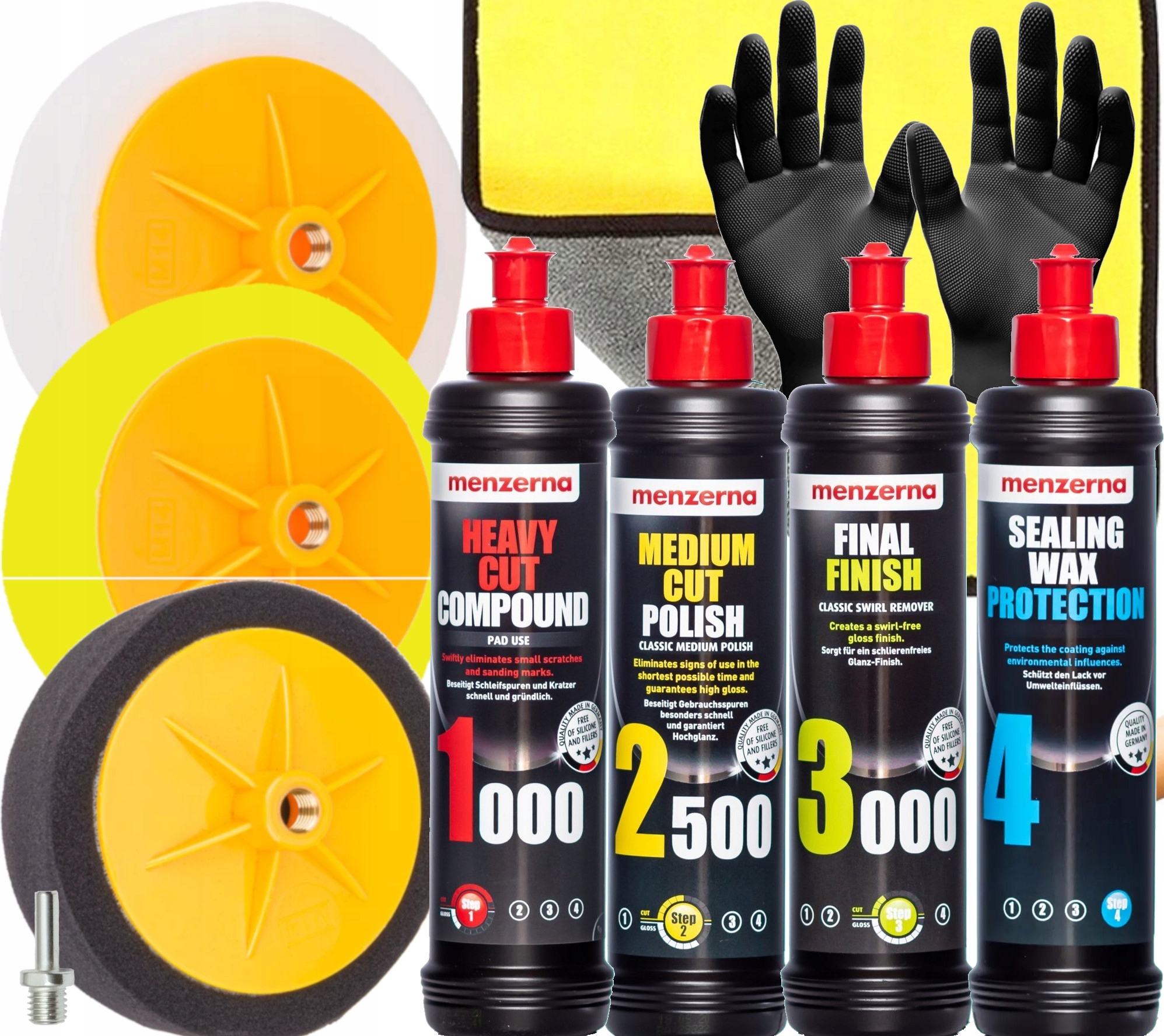 Menzerna Zestaw Pasta Polerska Pady Gąbki Polerskie 150 MM Do Polerowania