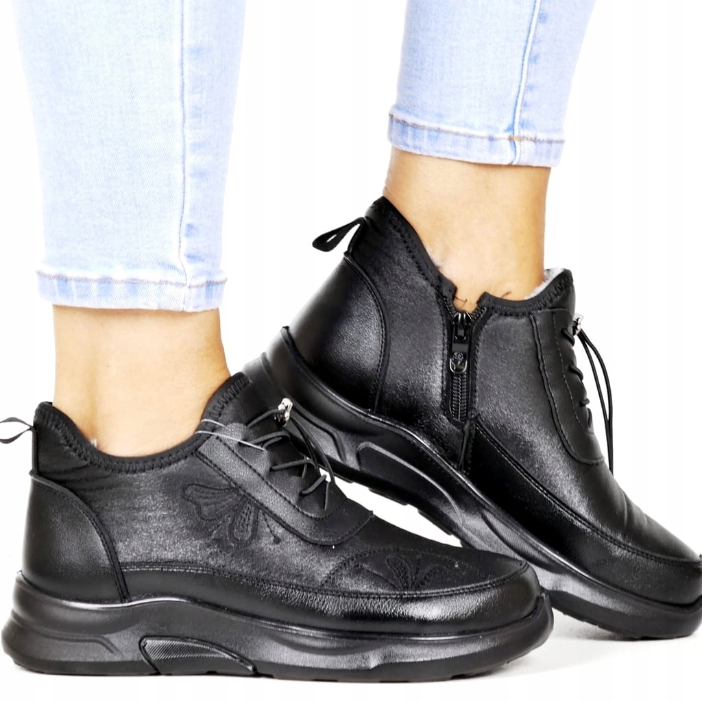 Dámské Kotníkové Boty Ploché Potocki Lehké Pohodlné Nízké Černé Klasický Zip