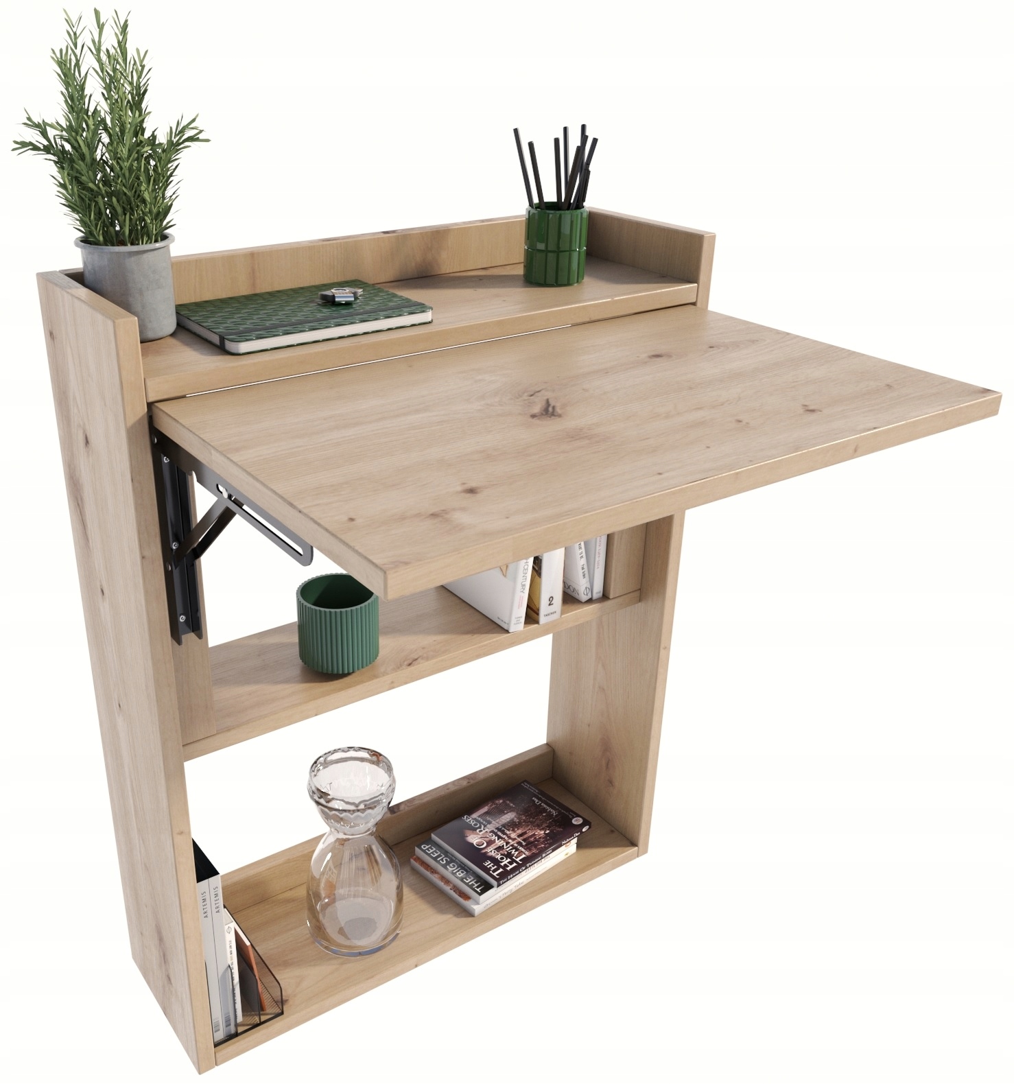 Skladací písací stôl dub artisan nástenný stôl do pracovne kancelárie salónu Mk