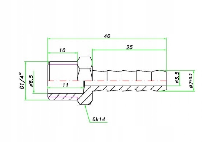 KOŃCÓWKA DO WĘŻA GZ 1/4" WĄŻ 6mm MOSIĄDZ Marka Solarm