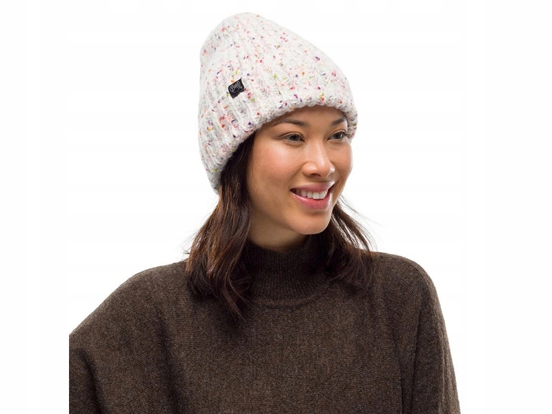 Buff czapka zimowa wełna dzianina i polar ciepła biała Rozmiar uniwersalny