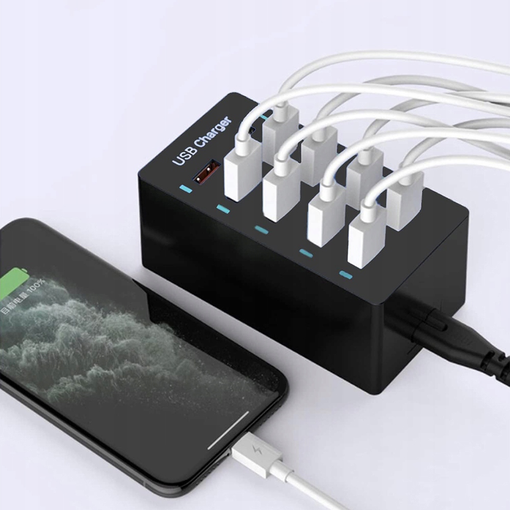 ŁADOWARKA BIURKOWA USB Z 10 PORTAMI INTELIGENTNY POWERBANKI 50W 10A 5V 1.4M EAN (GTIN) 0884929302076