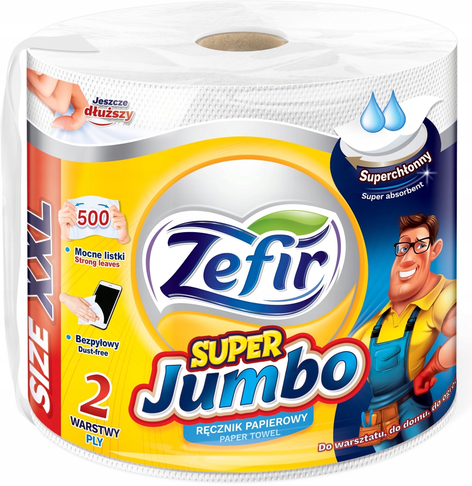 Zefir Ręcznik Papierowy Kuchenny 2 Warstwy 500 Listków Bardzo Wydajny