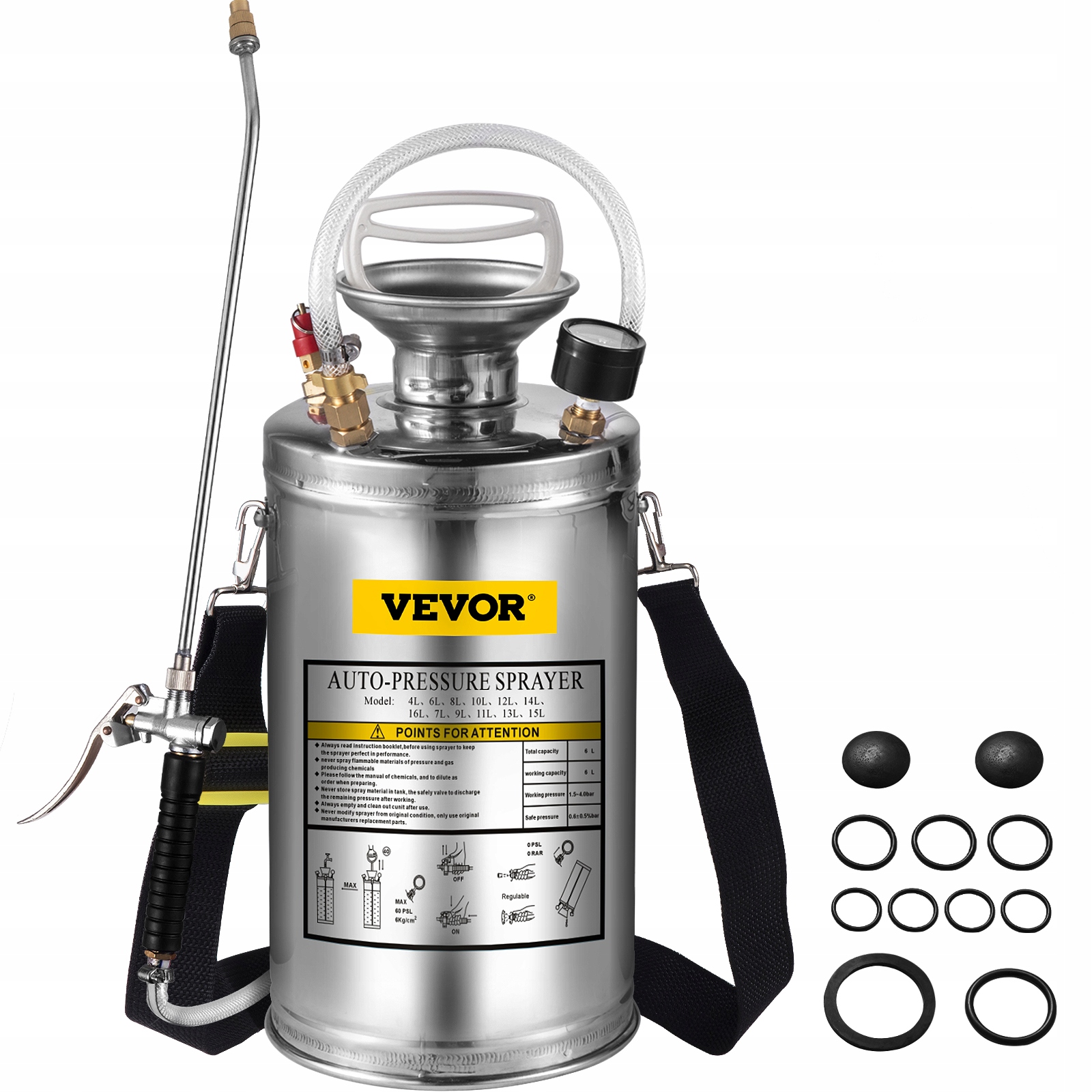 Tlakový postrekovač nerezová oceľ 6 l