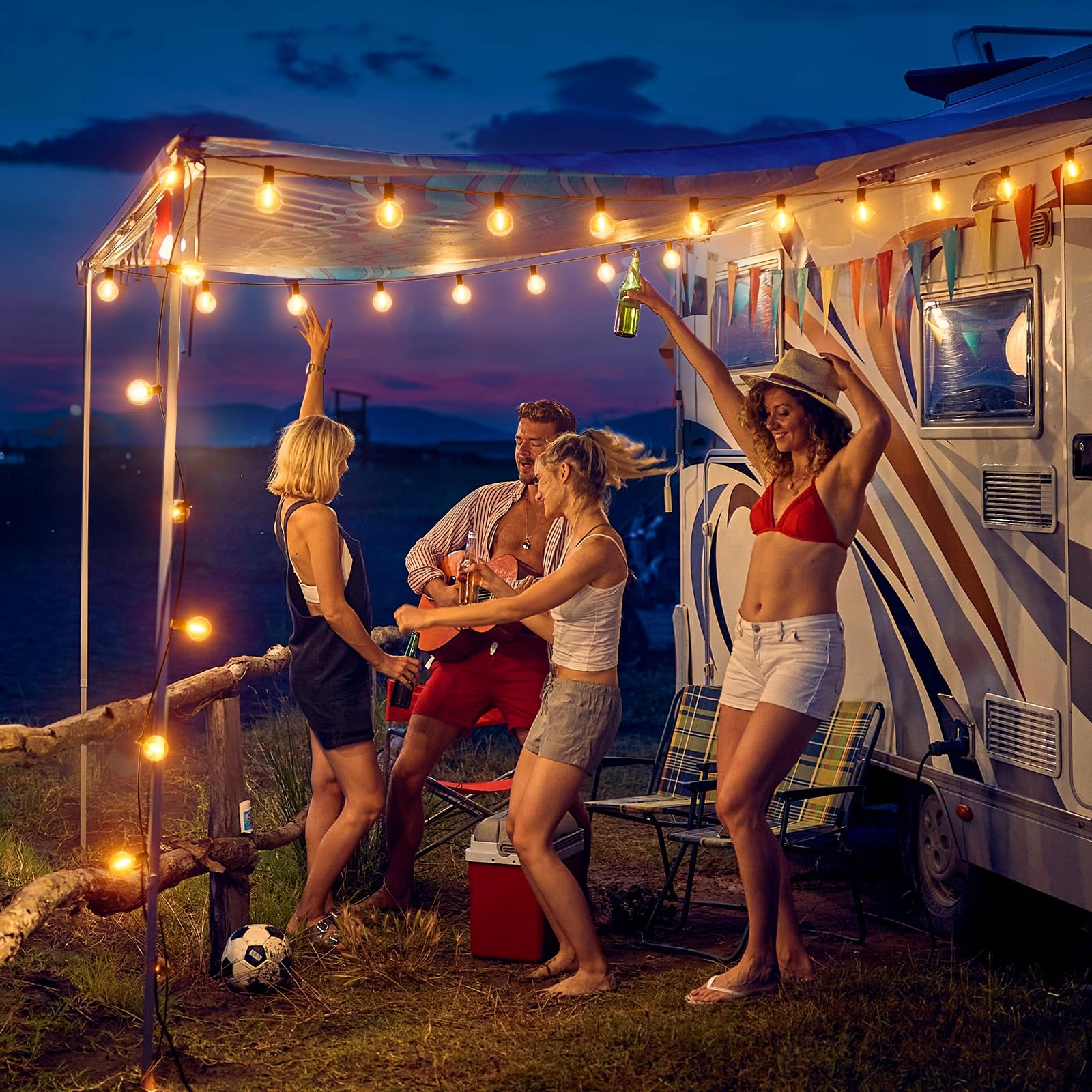 EHAHO Girlanda Zestaw Lampek Zewnętrznych 17M IP65 Wodoodporna 15+3 LED G40 — miniatura 8