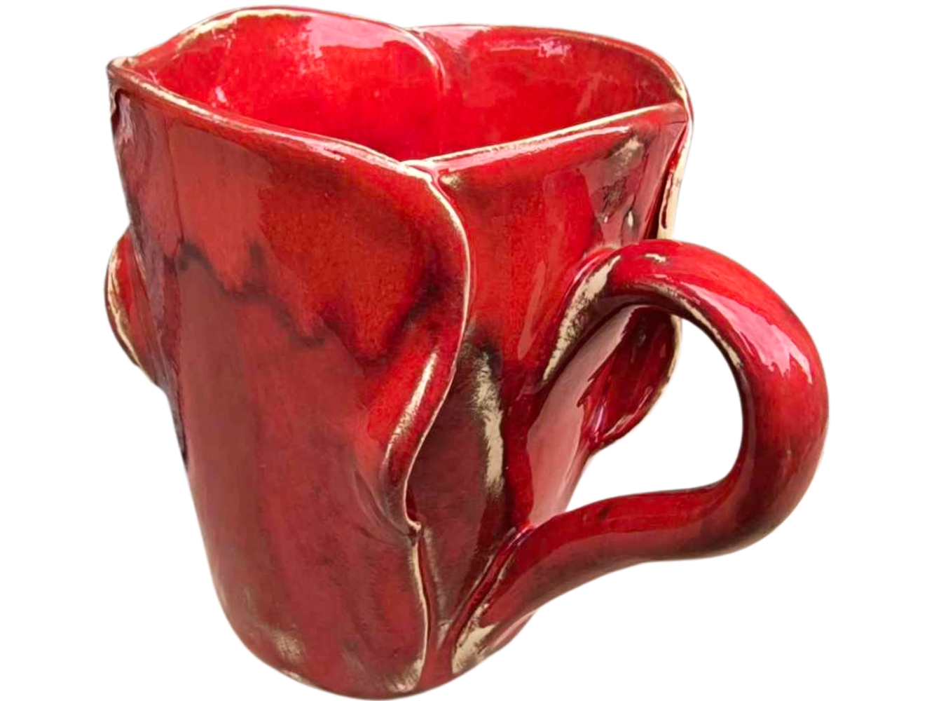 Polské Řemeslo Ručně vyrobený Ceramiczny hrnek 350 ml Červené máky