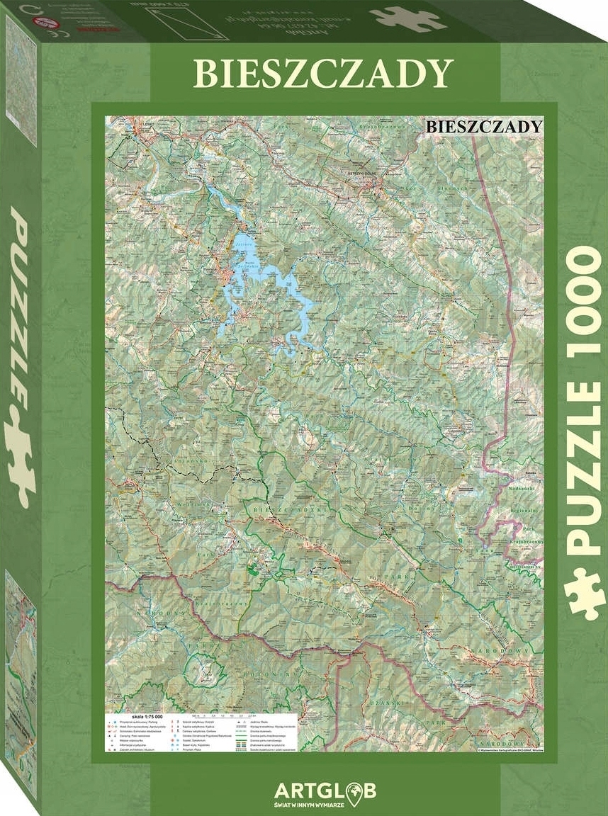 PUZZLE 1000 MAPA BIESZCZADY SZLAKI SZCZYTY TURYSTYCZNA AKTUALNA ARTGLOB