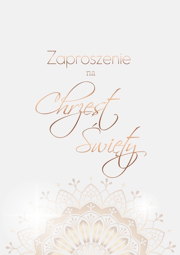 ZAPROSZENIE CHRZEST ŚWIĘTY Chrzciny Złota Mandala