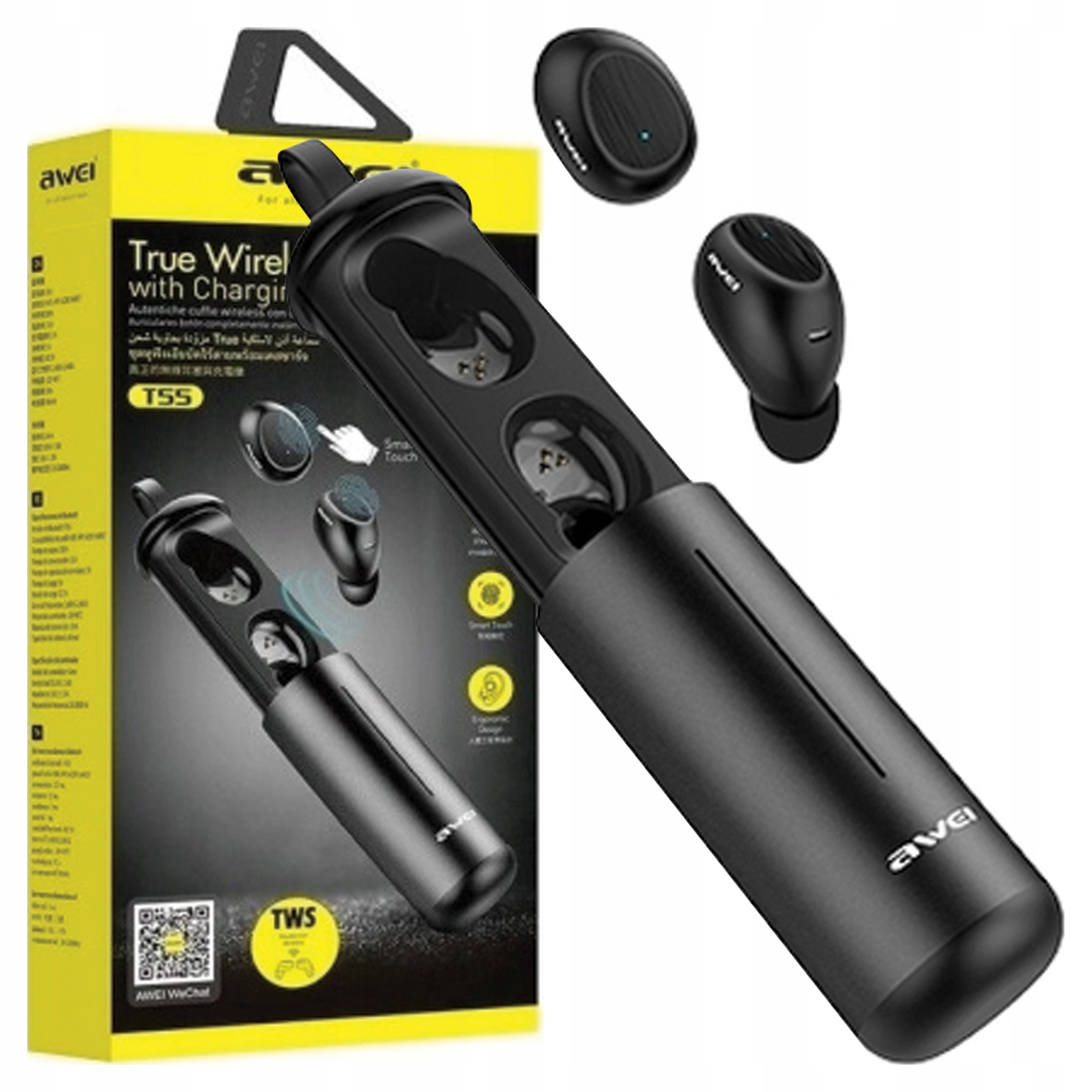 Awei Bluetooth 5.0 T55 Tws Sluchátka Pro Herní Telefony Se Stanicí