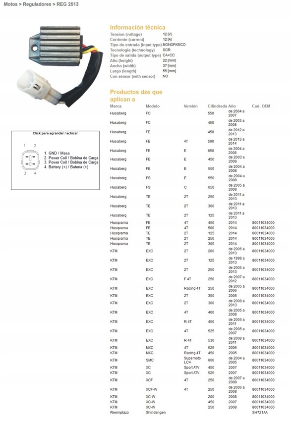 Regulátor Napätia Dze Ktm Exc 125 98-13, EXC200/250/300 05-13, EXC250/400/