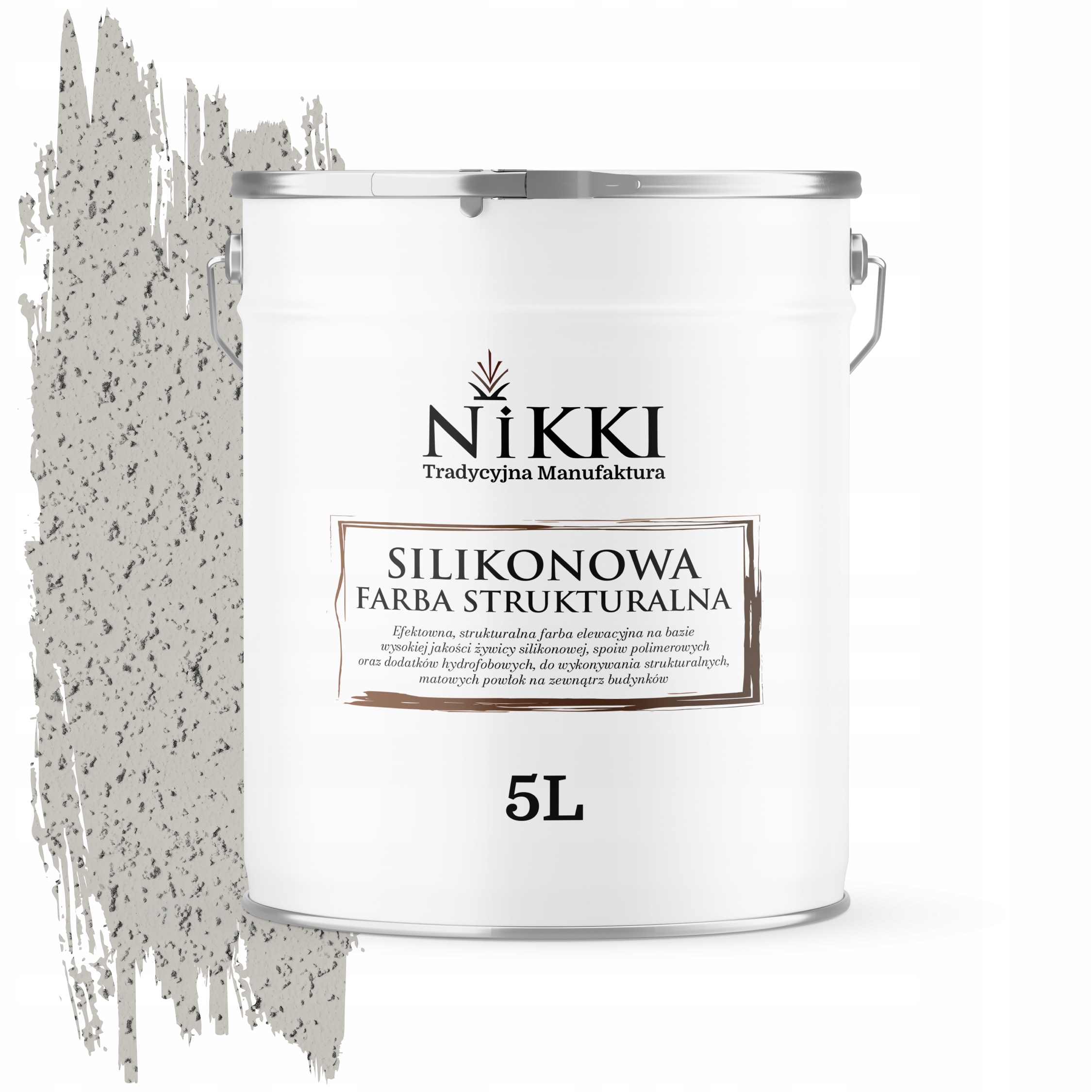 Štruktúrovaná fasádna silikónová fasádna farba 5L Šedá popolavá F292