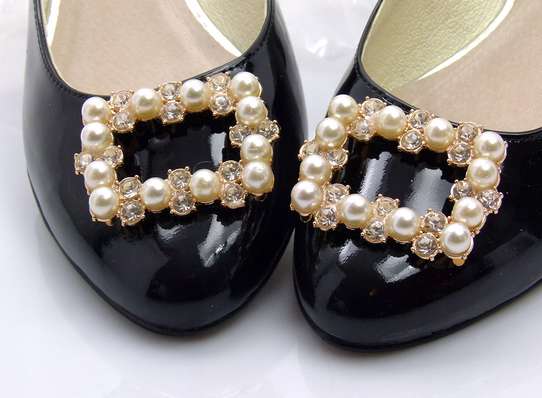 KLAMRA LUD perły złota OZDOBA do butów BROSZKA klips klipsy