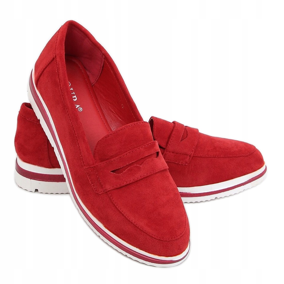 

Czerwone Skóra ekologiczna Buty Mokasyny r.38
