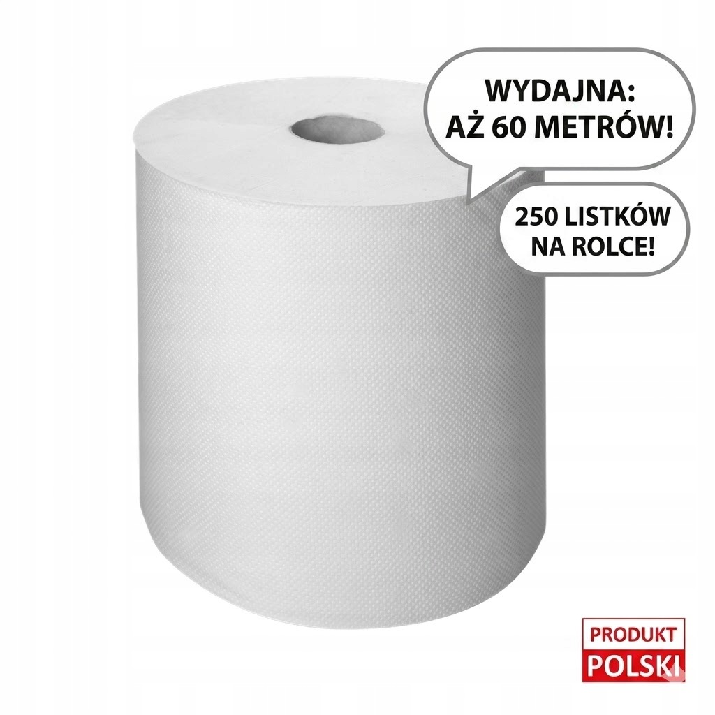 Ręcznik Papierowy Rolka 2W 60m eSleepy Celuloza Mocny Biały 250 listków