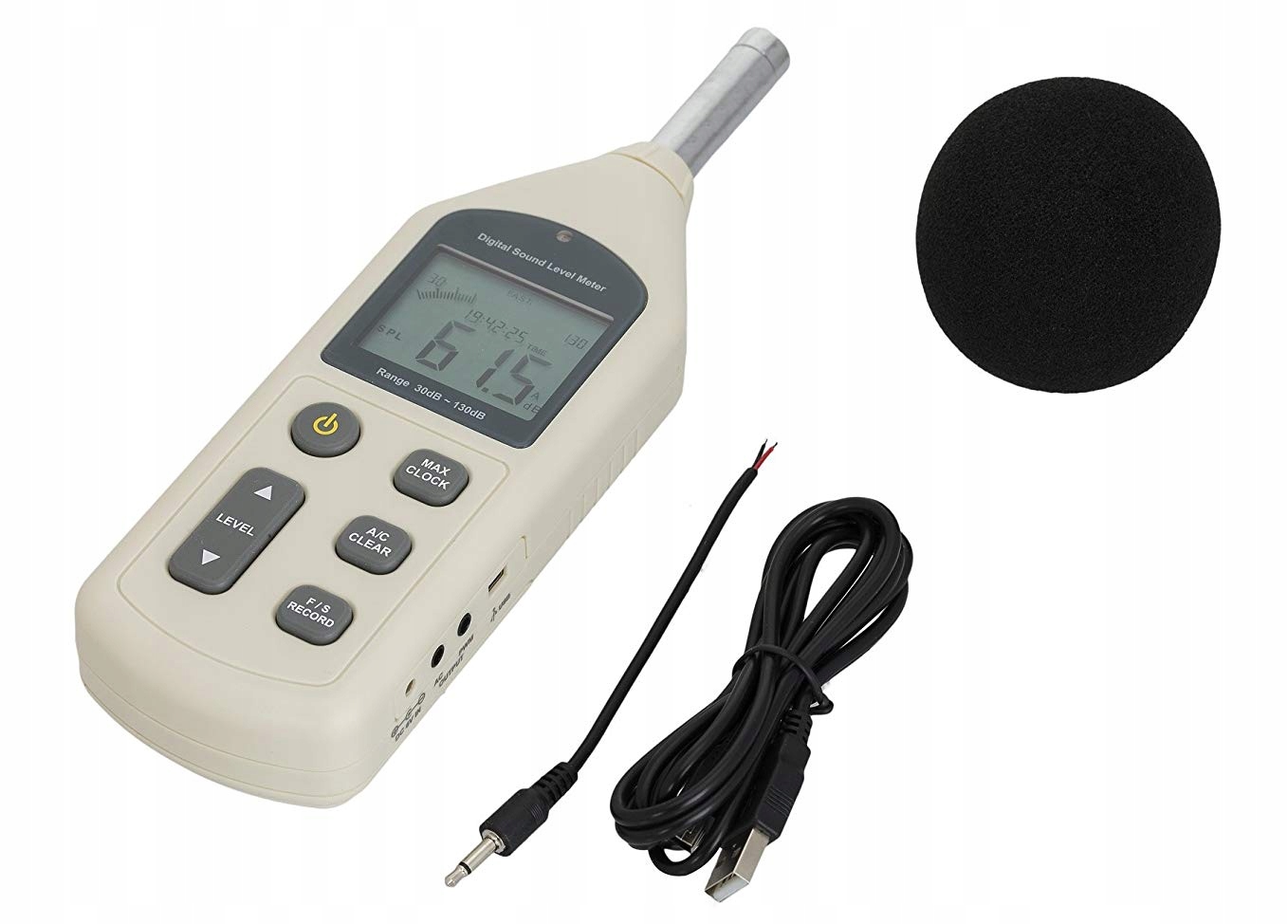 SONOMETR DECYBELOMIERZ MIERNIK NATĘŻENIA POZIOMU DŹWIĘKU, HAŁASU LCD USB PC Marka Benetech