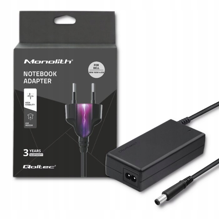 Qoltec Napájecí adaptér pro Dell 90W 19.5V 4.62A 7.4*5.0+pin kabel pro napájení