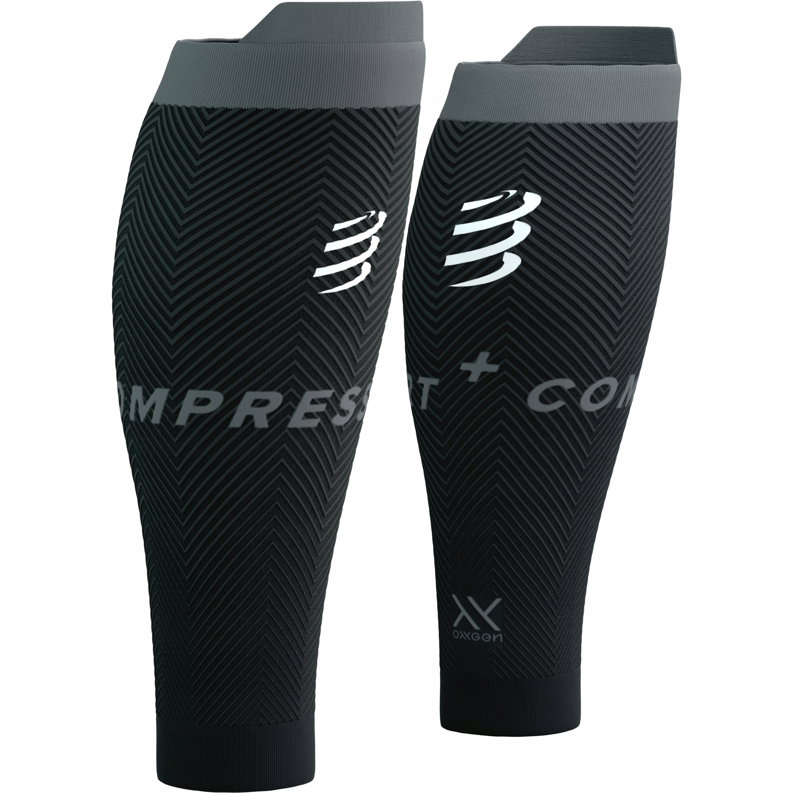 Opaski Kompresyjne na Łydki Lekkie Compressport R2 Oxygen Czarne/Szare T1