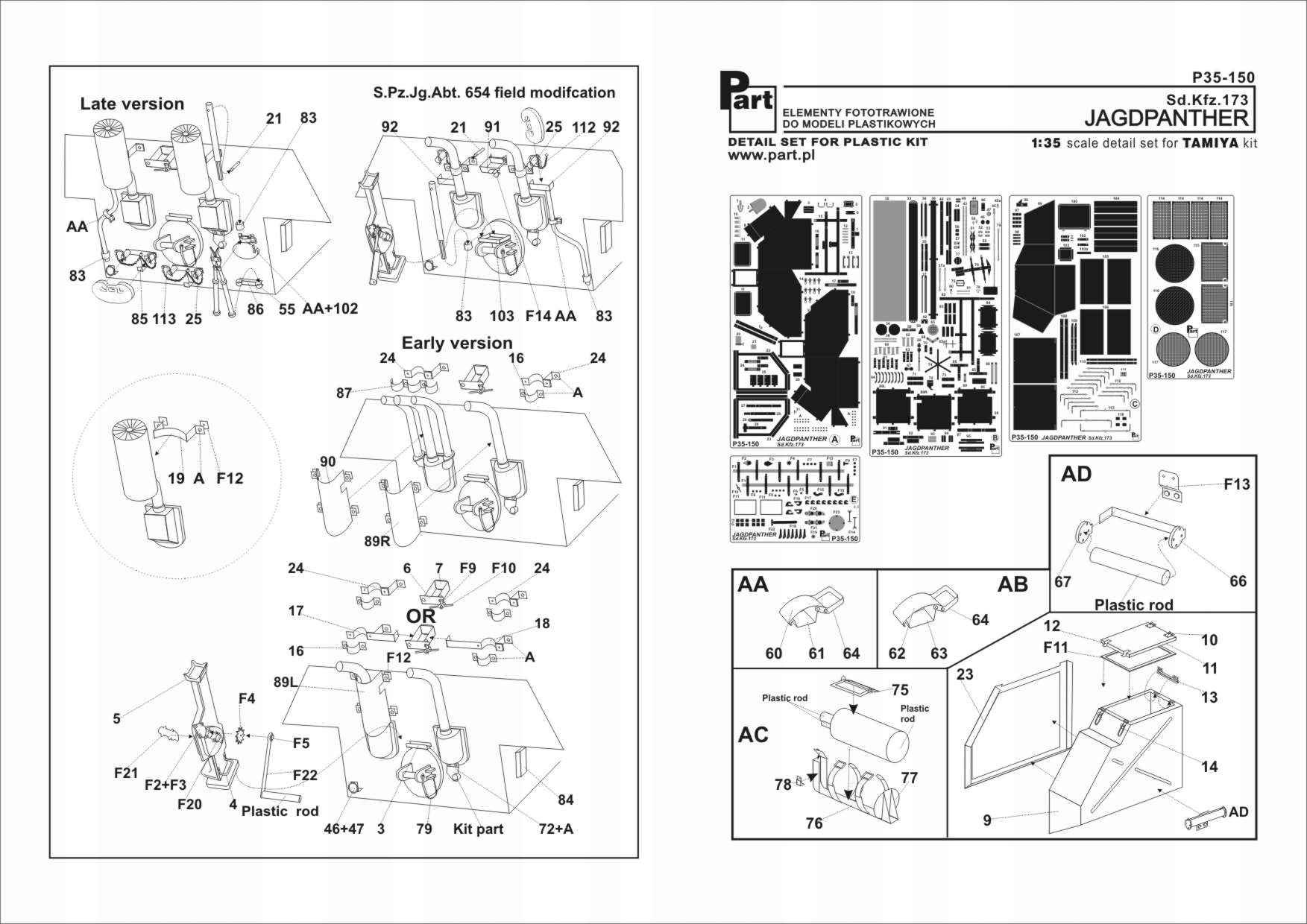 Část P35-150 1/35 Jagdpanther (Dragon)