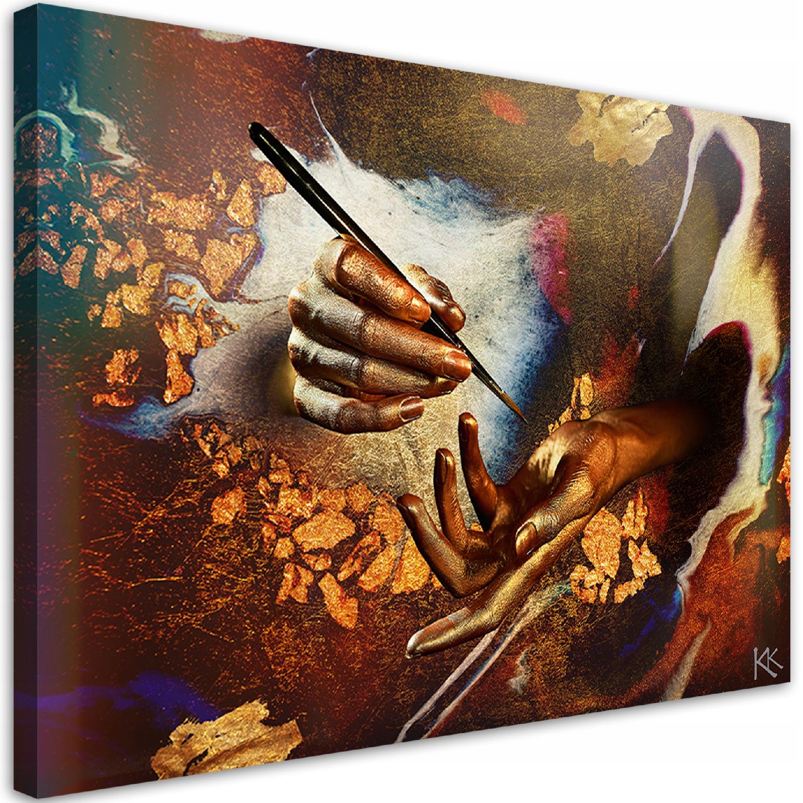 Obraz na plátně, Ruce ze zlata 90x60