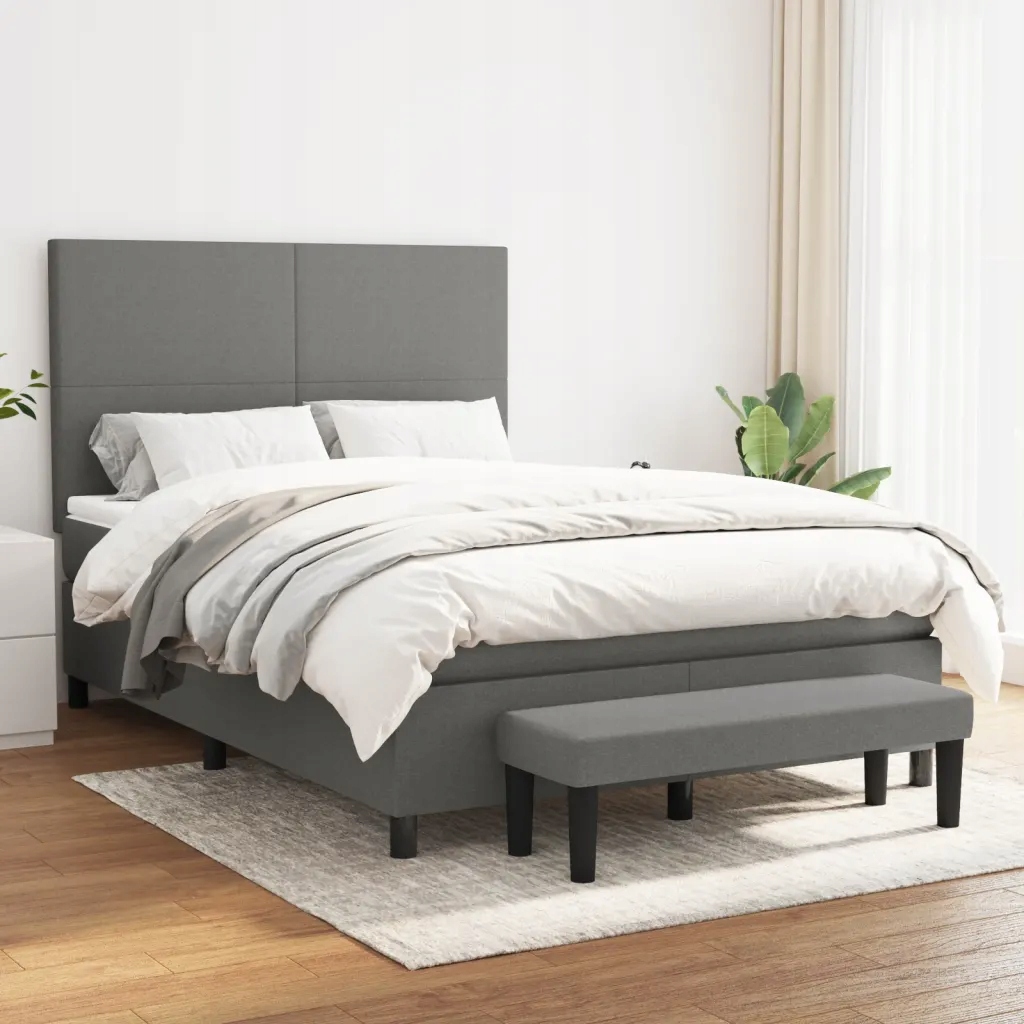Box spring postel s matrací tmavě šedý 140 x 190 cm textil Šedá 3136430