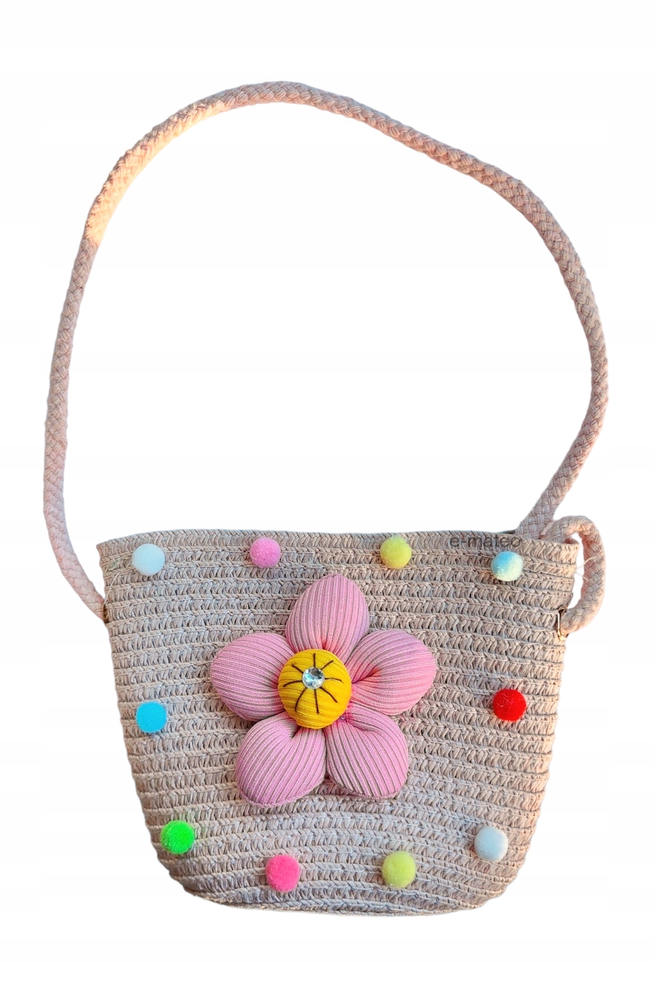 TOREBKA SŁOMIANA DLA DZIEWCZYNKI NA RAMIĘ LATO KWIATEK