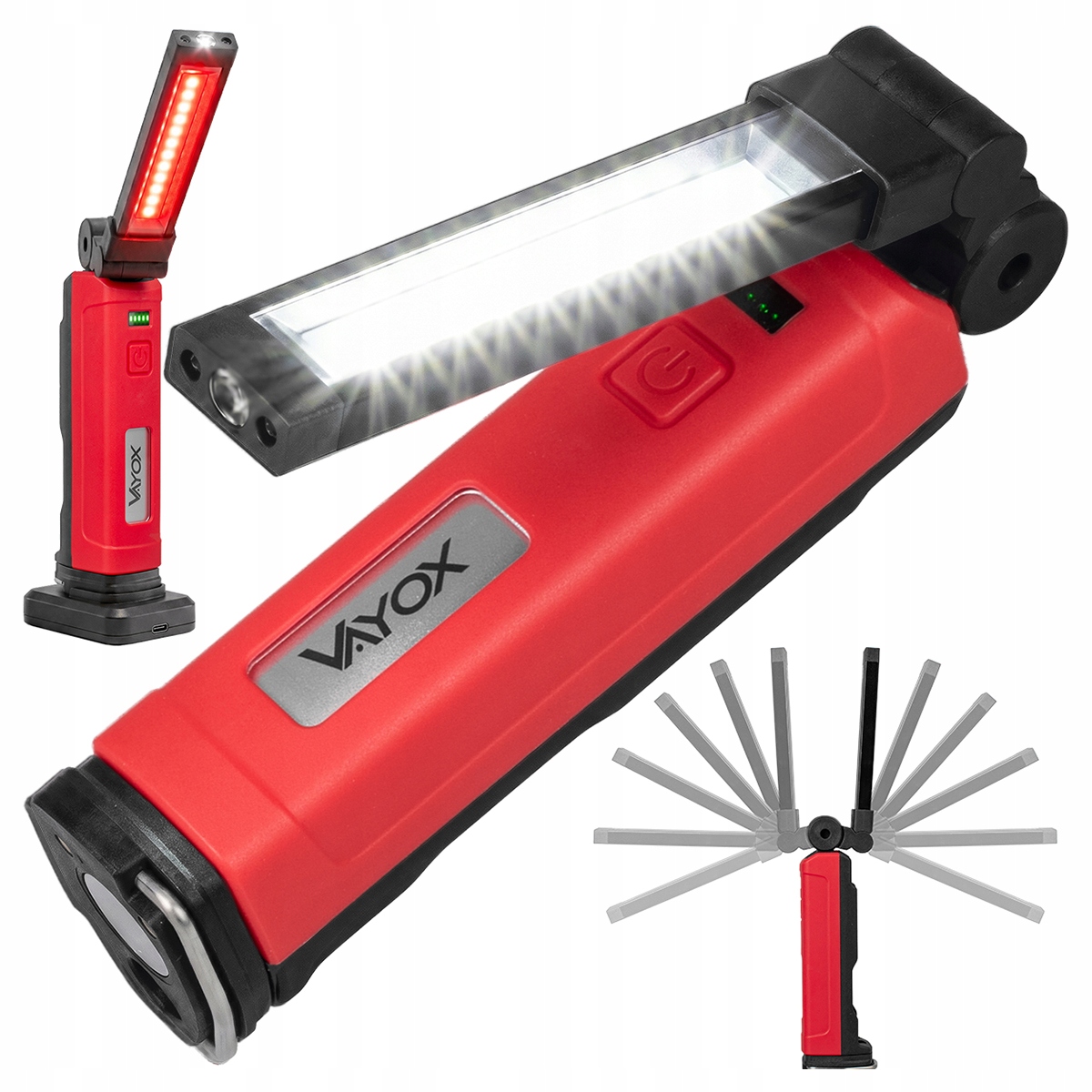 Lampa Warsztatowa Akumulatorowa Led Latarka Robocza Z Magnesem Usb-c Vayox