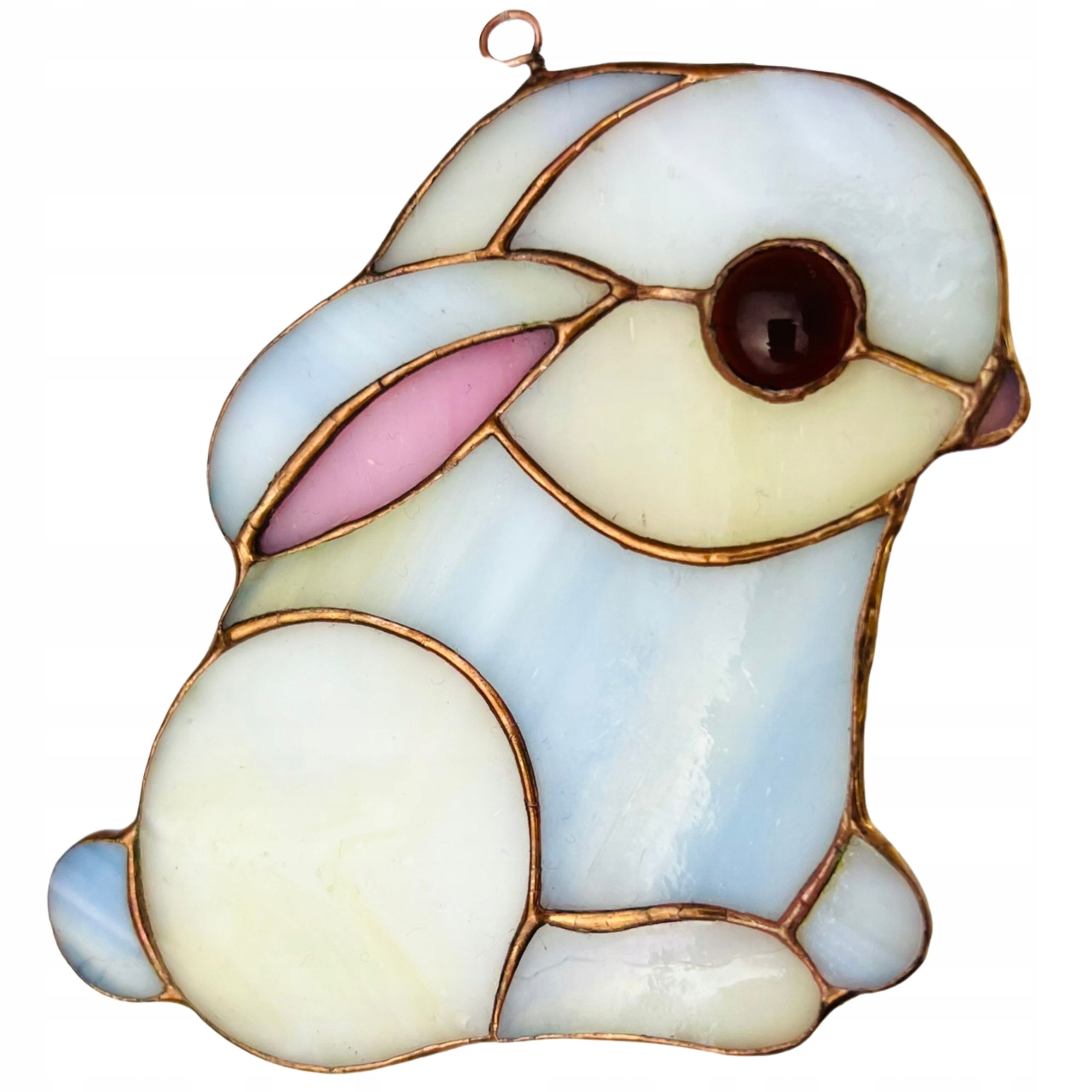 Vitráž ozdoba Králík skleněný dárek s králíčkem umělecký dárek