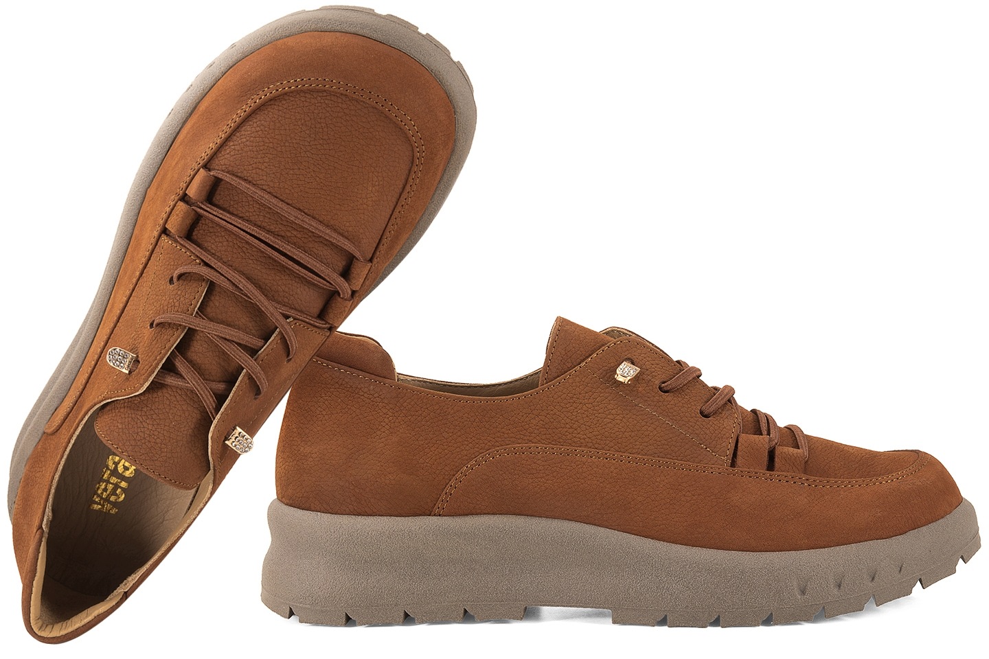 Verano 014.EMK6047 Dámské Kožené Tenisky Casual Hnědá 38