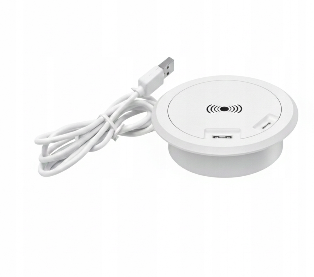 Ładowarka indukcyjna chowana wpuszczana w blat 3w1 Usb-a Usb-c T02C