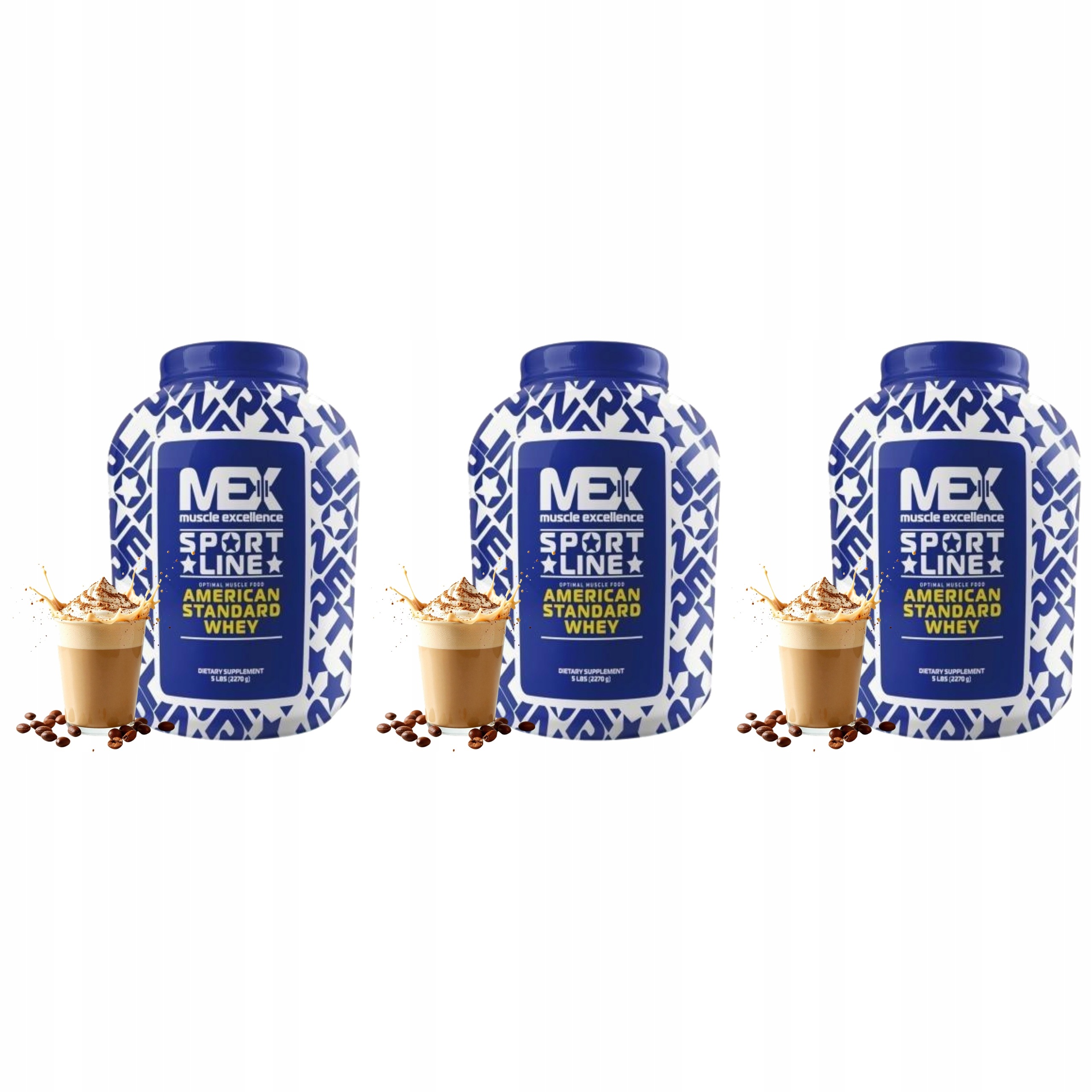 3x Gainer Protein Whey Koncentrát Izolát 2270g Premium Masa Mex Cappuccino