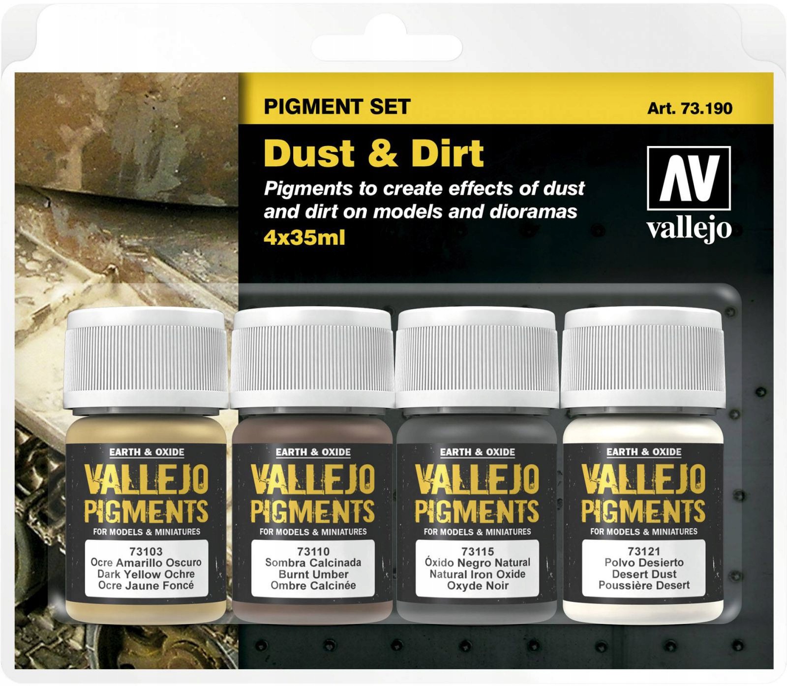 Vallejo: 73.190 Sada Pigmentů Prach+špína (4 X 35 ML)