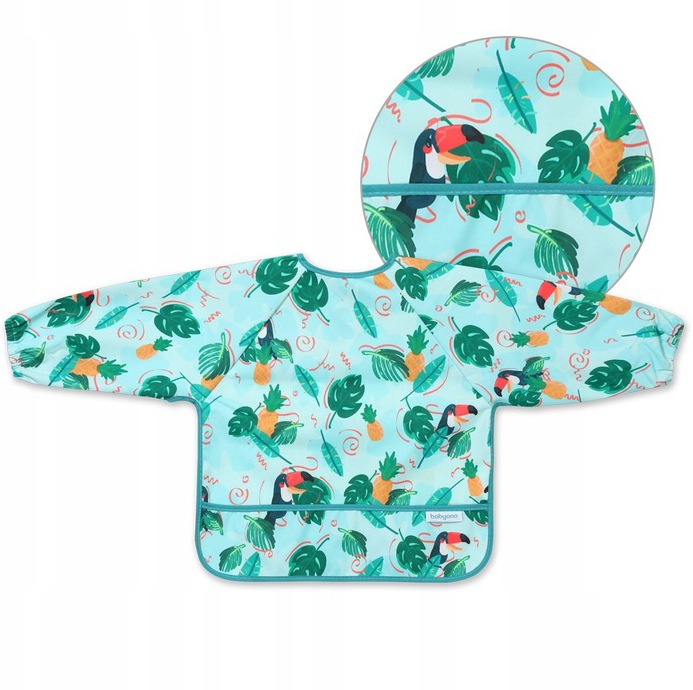 BABYONO FARTUSZEK DZIECIĘCY Z RĘKAWAMI ŚLINIAK Z DŁUGIM RĘKAWEM 6m+