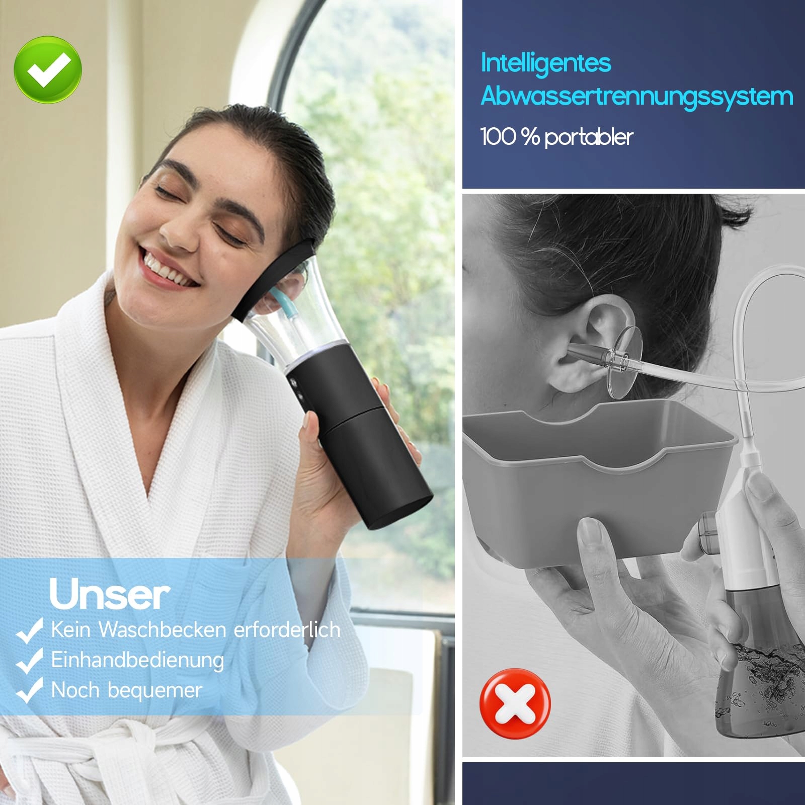 MORFONE Usuwacz Woskowiny Uszny IPX6 Wodoodporny 4 Tryby 5 Dysz — miniatura 2