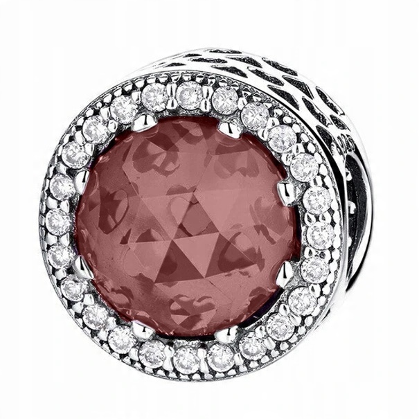 

Charms cyrkonie Różowy Kamień srebro 925