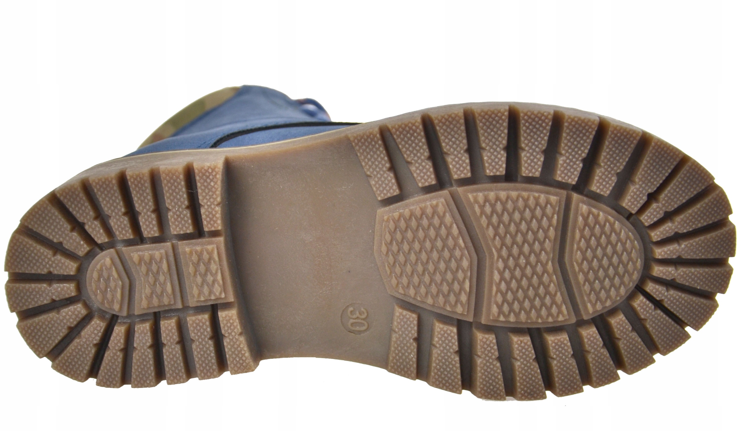 Kids Ciepłe Traperki Botki Suwak Niebieskie Moro r30 Długość wkładki wew. 19 cm