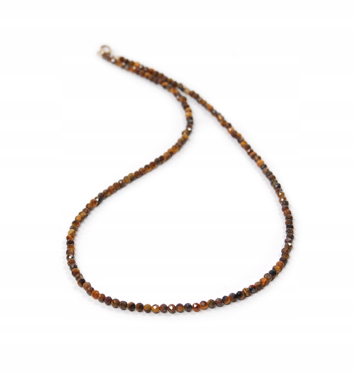 Náhrdelník přírodní Tygří Oko křemen kočičí oko fasetované kuličky 3mm