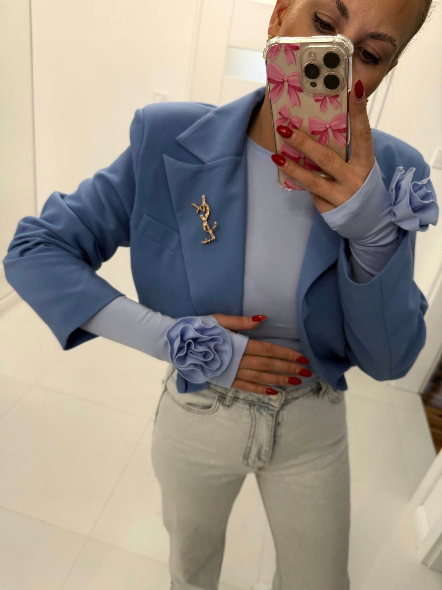 Sako Kratšího Střihu Brož Premium Jeans Uni