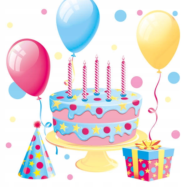 

Serwetki Urodziny Balony Tort Party 33 X 33 CM