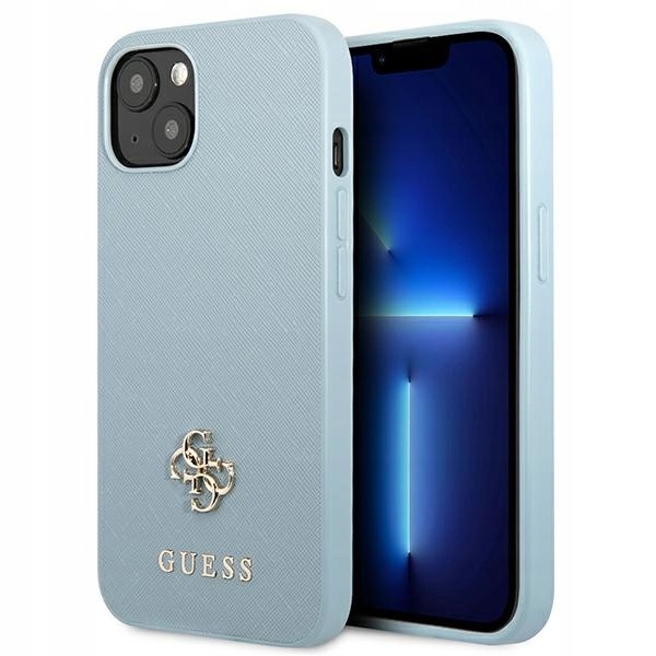 Guess iPhone 13 mini 5,4" niebieski hardcase Saffiano 4G Small Metal Logo