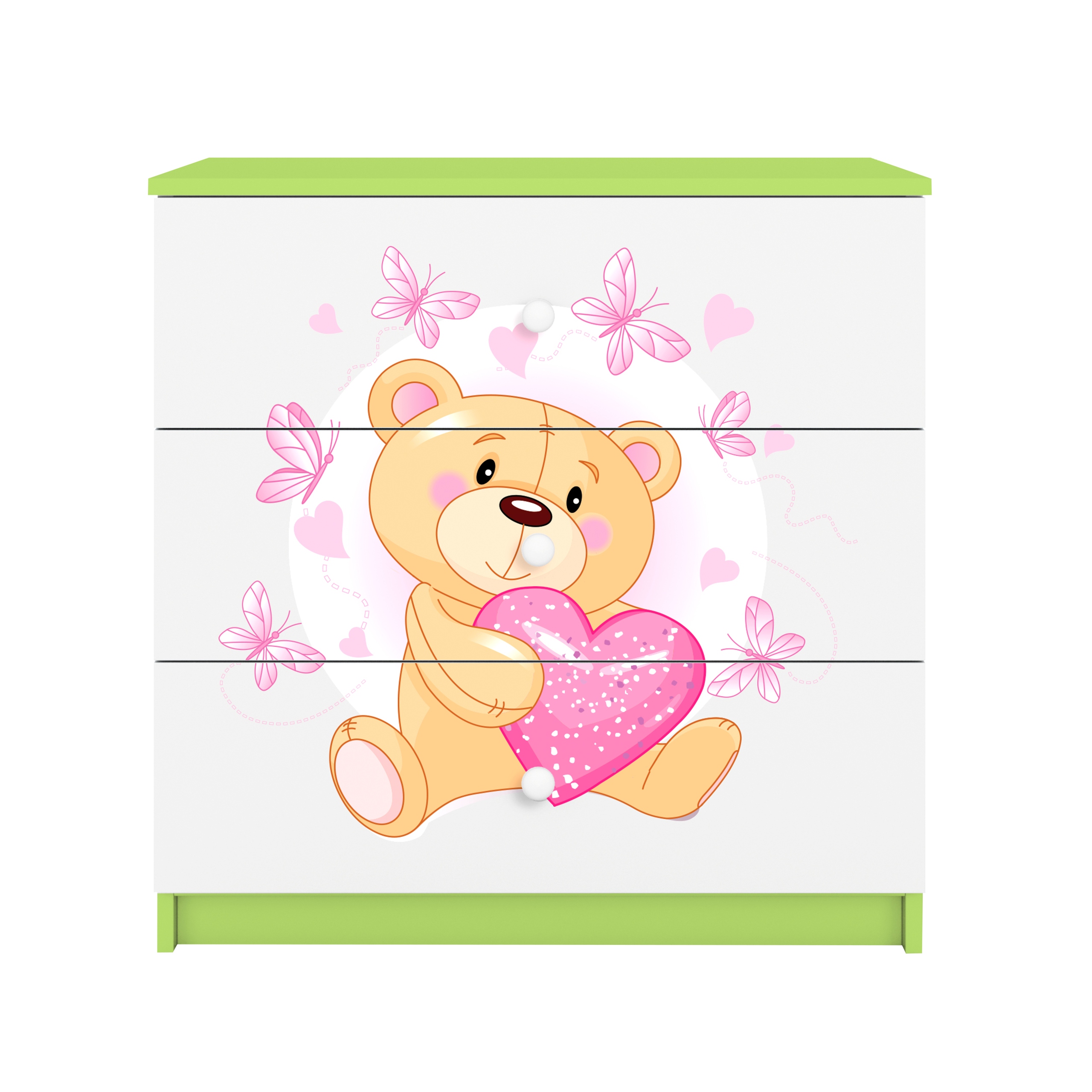 Komoda Babydreams zelená grafika medvídek motýlek 80 cm