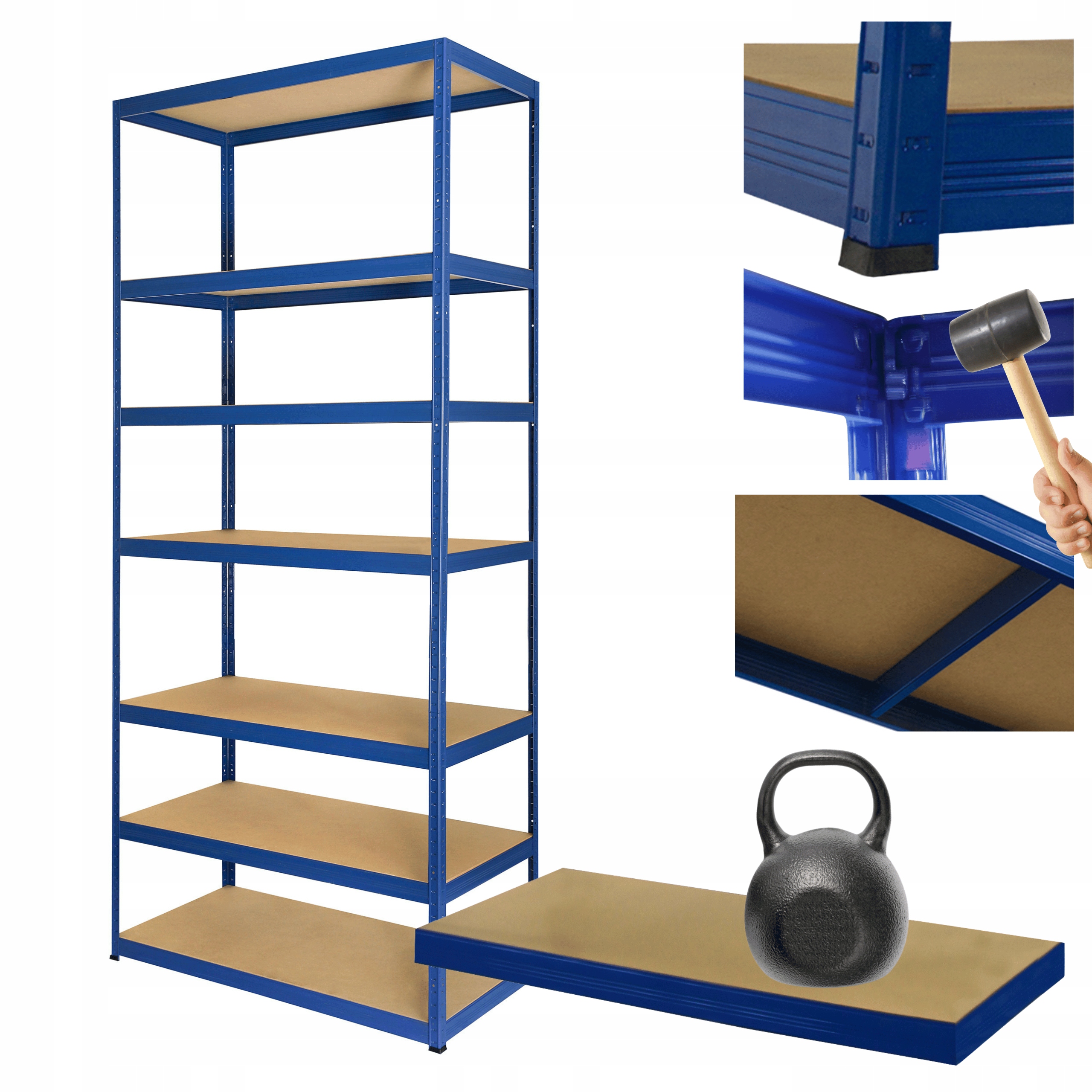 Kovový skladovací regál Helios 270x100x50 cm 7Px175 kg Pevná Obloha