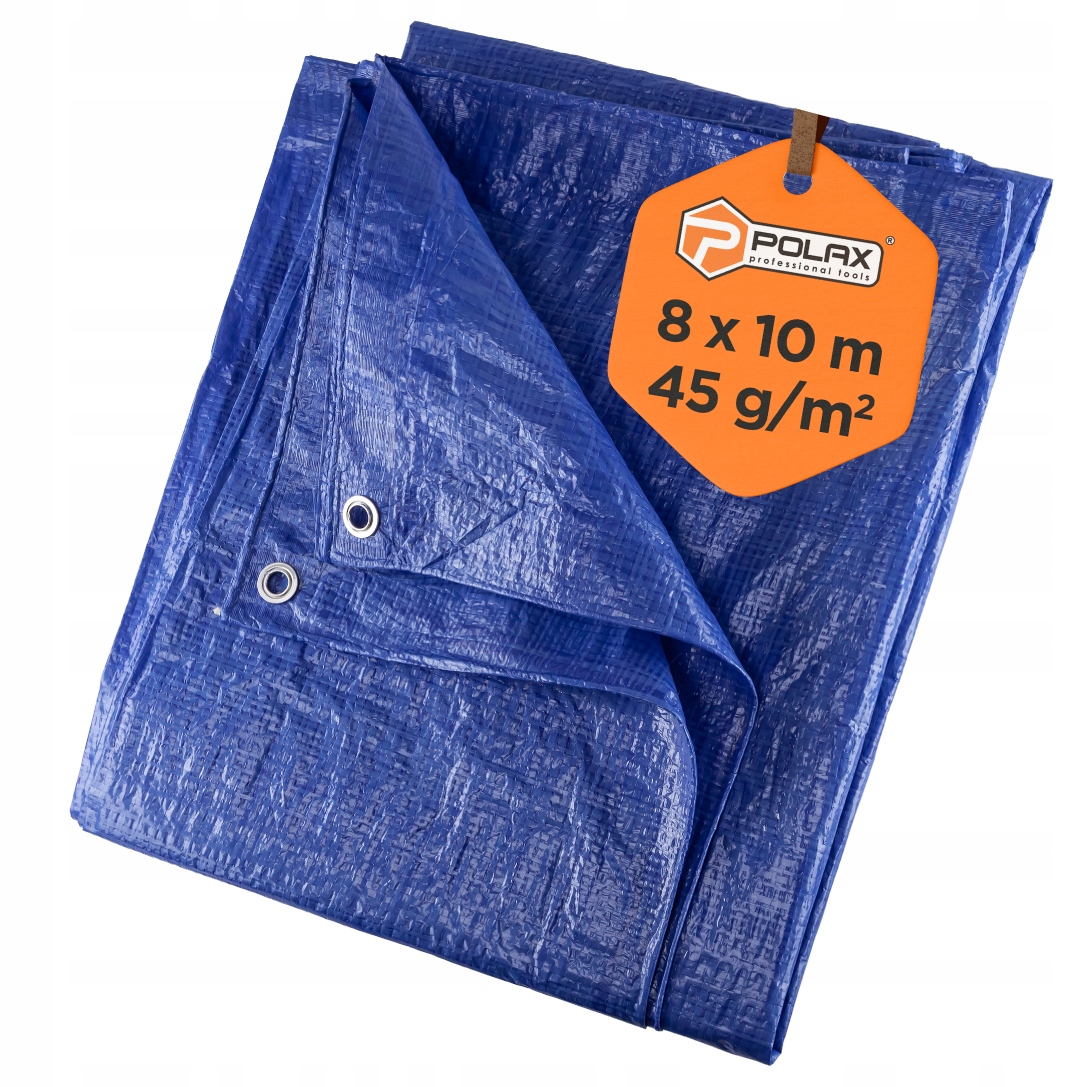 Plachta 8x10 m 45 g/m2 Modrá Zesílená Voděodolná Polax