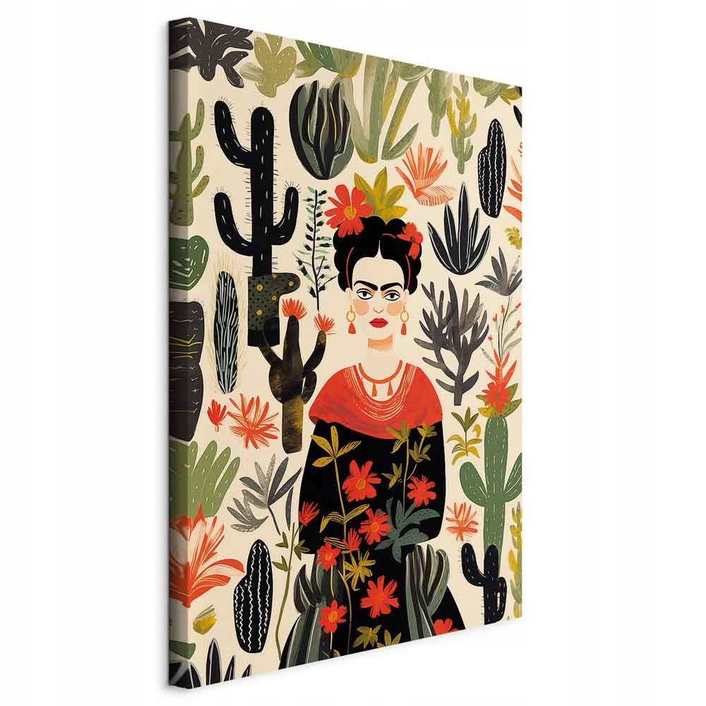 Frida Kahlo Žena Portrét Obraz Na Plátně Abstrakce Kaktus Obývací Pokoj 80x120