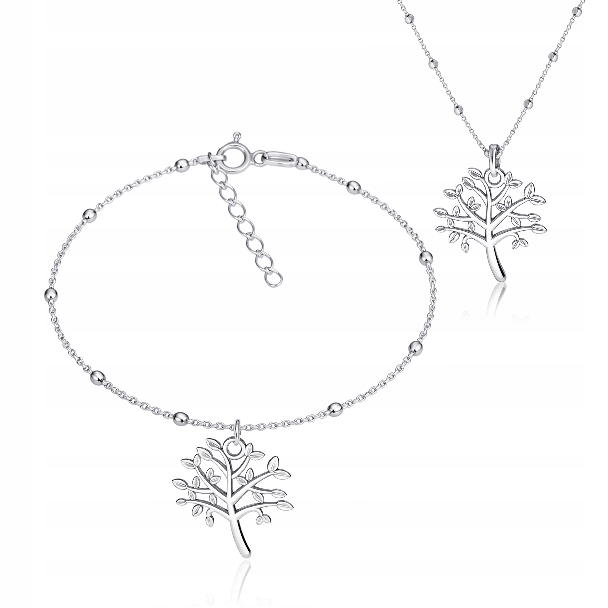 Stříbrný Komplet Na Kuličkovém Řetízku Dřevo Života stříbro 925