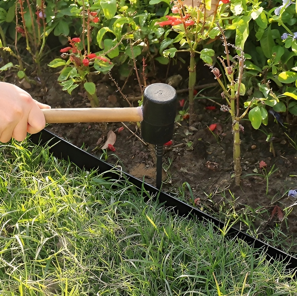 Obrzeże Trawnikowe Ogrodowe Palisada 4cm x 10m Border Zestaw Czarne + Kotwy