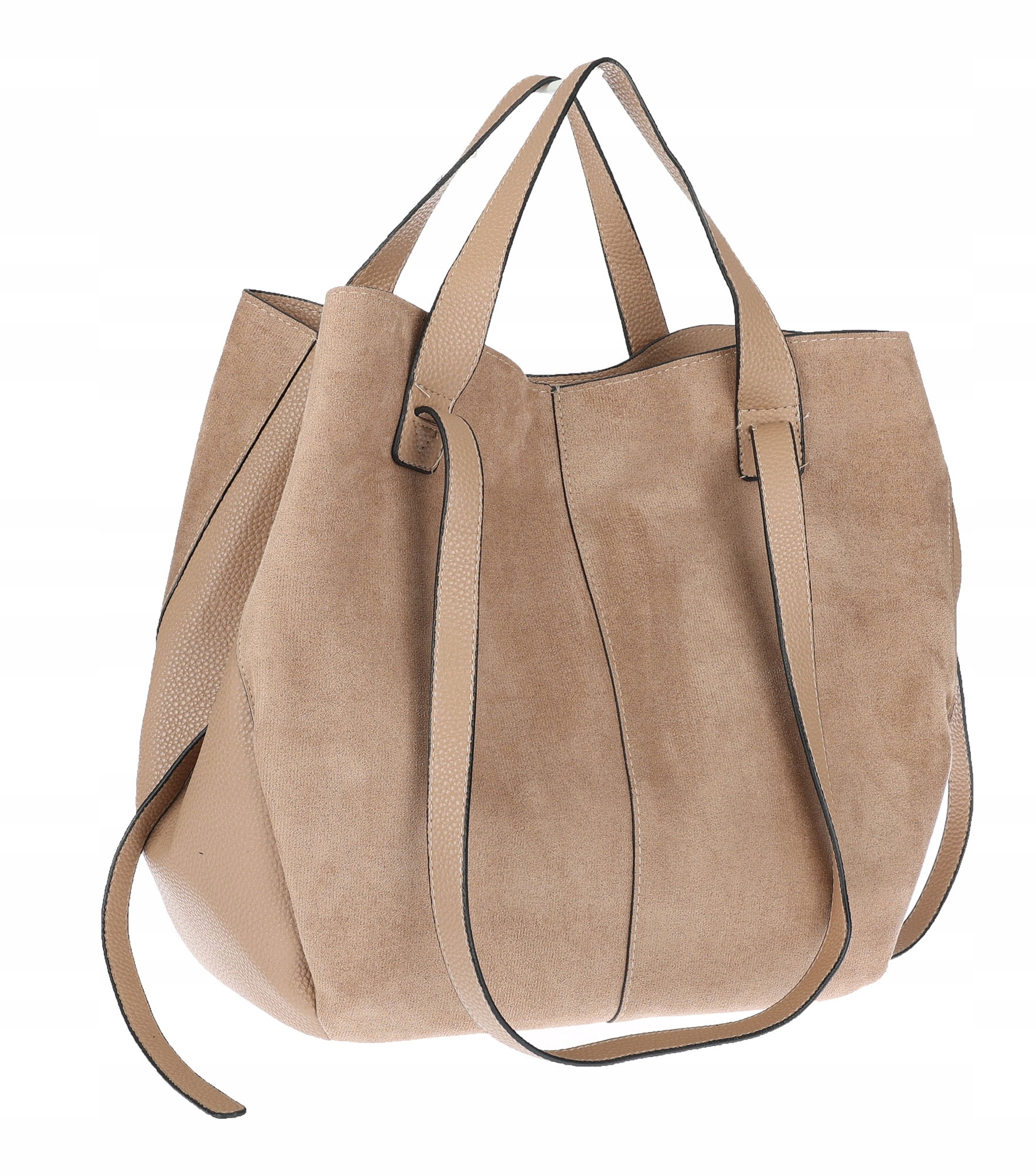 Torebka damska shopperka łódka pojemna torba zamszowa d.taupe R1996 Beżowa