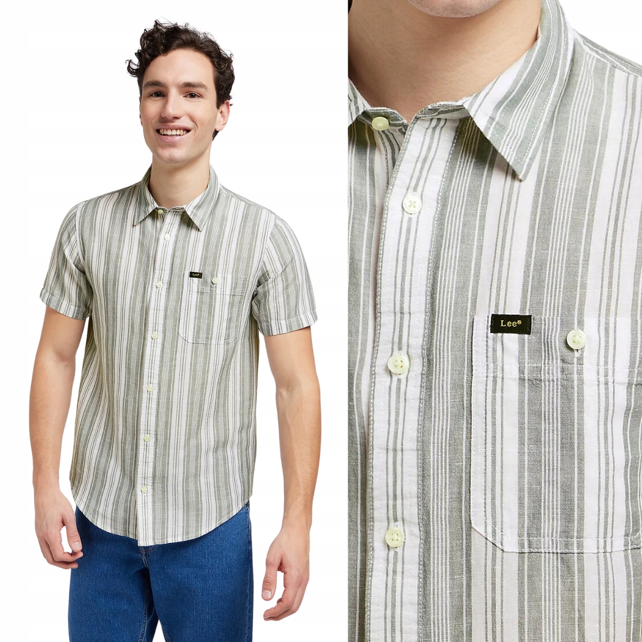 Lee Ss Leesure Shirt Summit Lněná Košile S Krátkým Rukávem Regular M