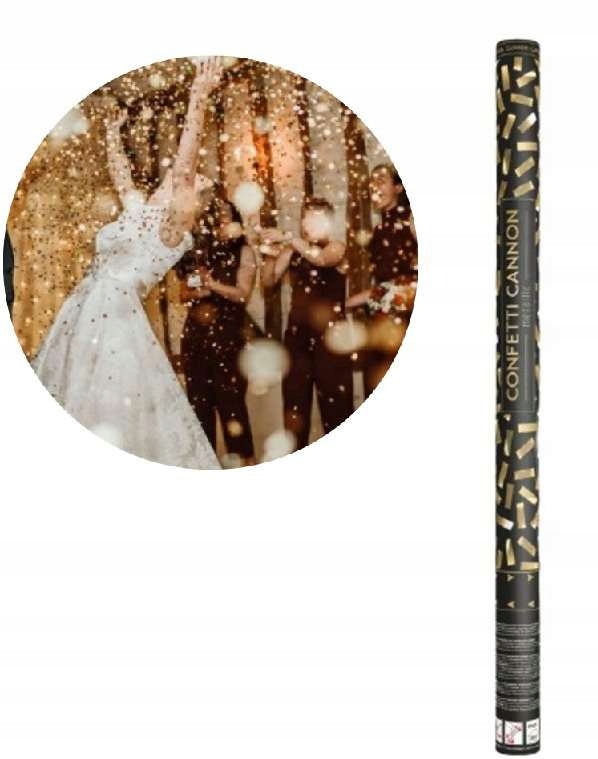 Tuba strzelająca z konfetti, złoty, 60cm WESELE Marka Party Deco